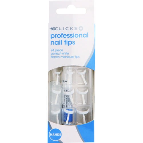 Clicks Professional Nail Tips White 24 Pieces