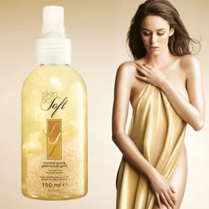 Avon Skin So Soft Mineral Gems Glamorous Gold Shimmering Body Oil Spray