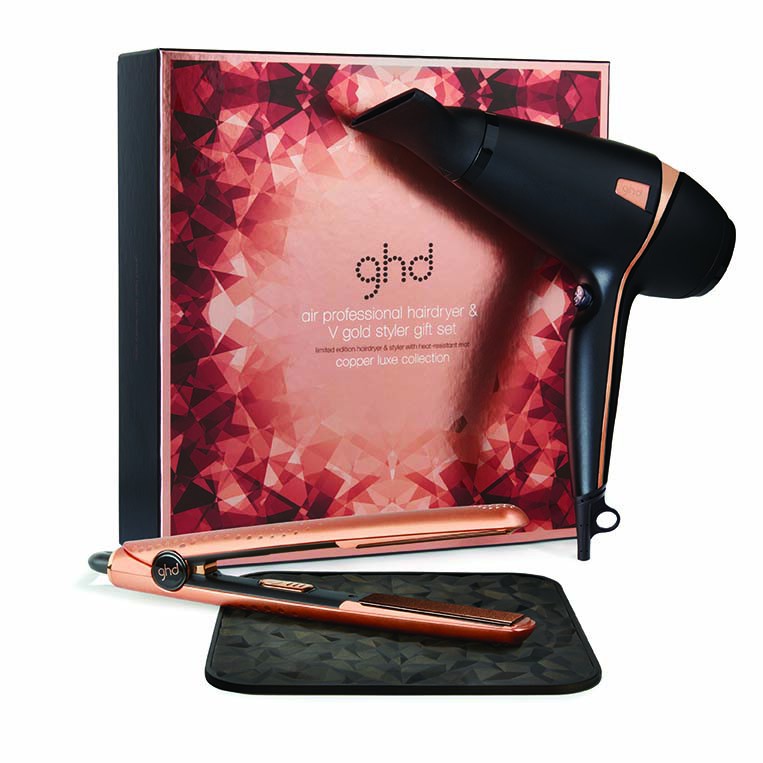 GHD air professional hairdryer & gold V styler gift set